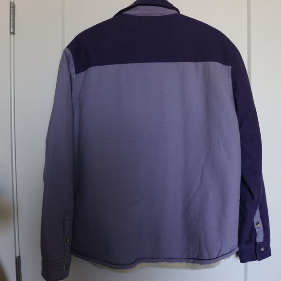 Mens Blocked Sherpa Cotton Faux Sherpa Lined Button Shirt Jacket Size Small - Picture 5 of 5